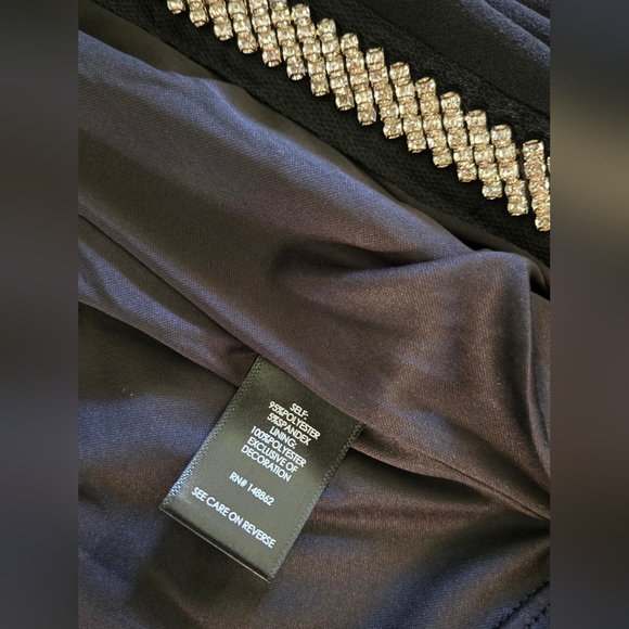 Torrid Black Crepe One-Shoulder Dress with Rhinestone Embellishments - Picture 8 of 10